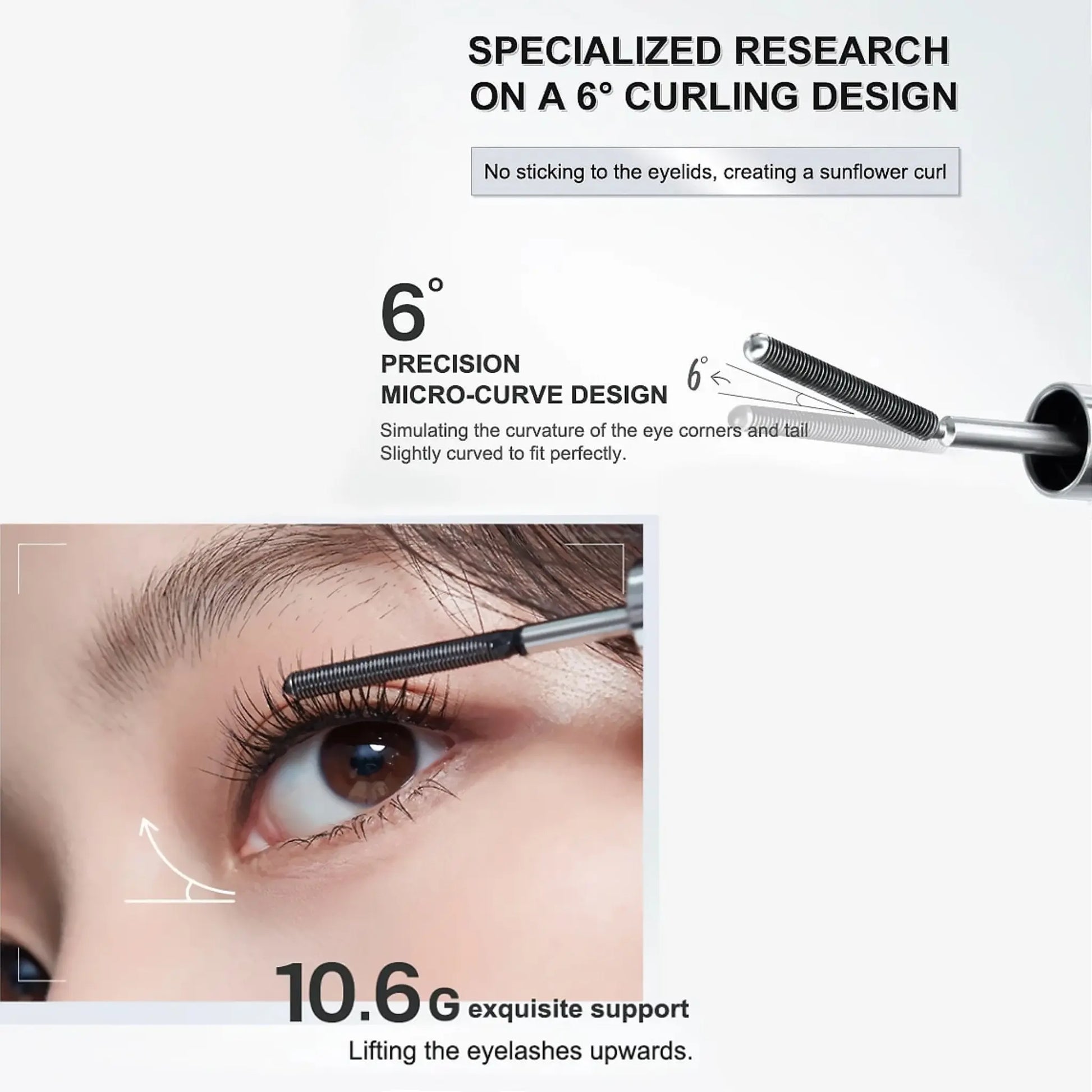 Judydoll 3D Curling Eyelash Iron Mascara 6°Precision Design 01 Black by Judydoll – Mascara