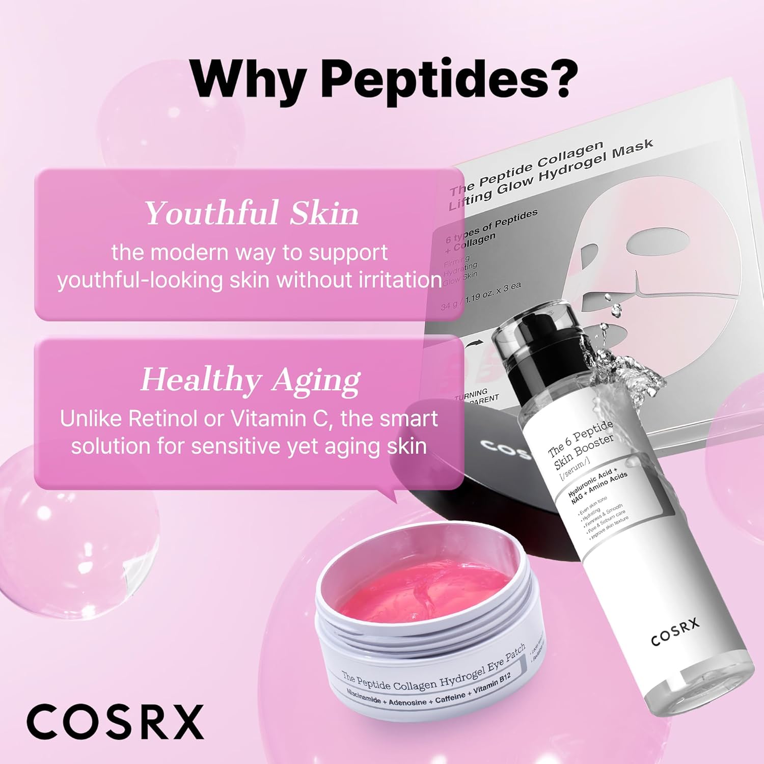COSRX Masque Hydrogel Éclat Liftant au Collagène et Peptides 3 pièces