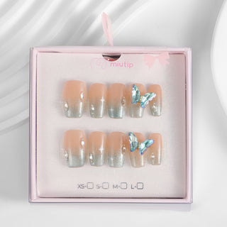 Kiokii Handmade Press-On Nails-Blue Butterfly
