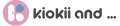 Logo of kiokii and with a pink circle and blue heart on a white background