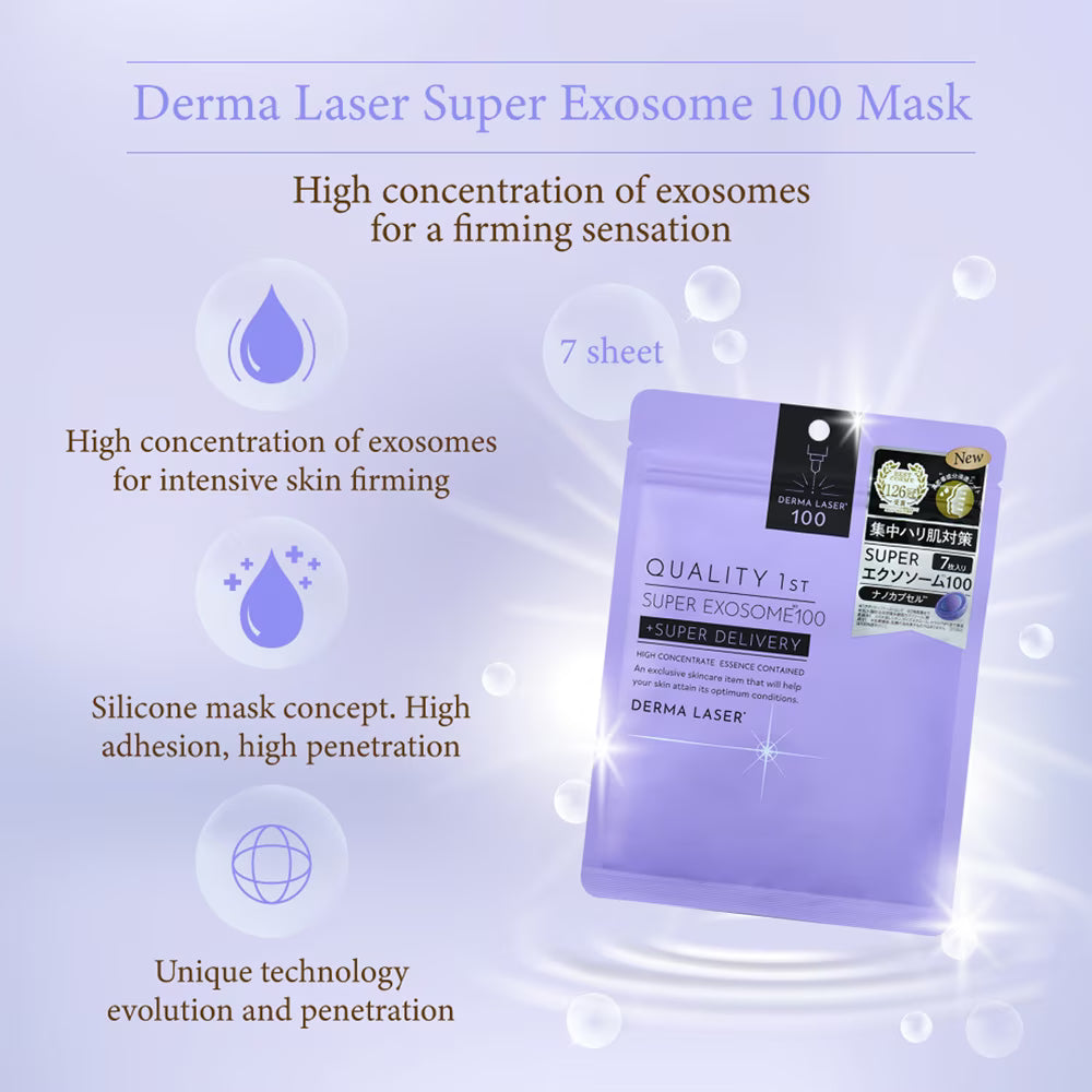 QUALITY 1ST Derma Laser Super Exosome 100 Mask (7 Sheets) by Quality 1st – Sheet Mask
