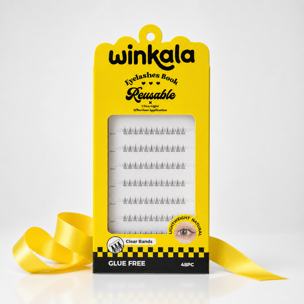 WINKALA Eyelashes Book - Reusable & Glue Free (Lightweight Natural) 6mm