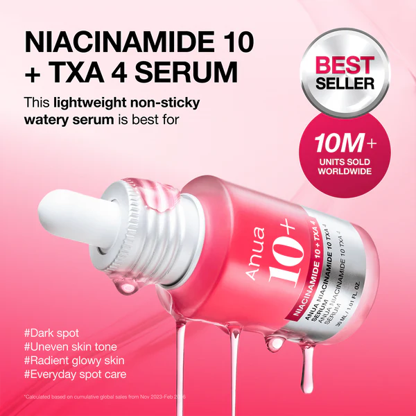 Anua Niacinamide 10% TXA 4% Serum 30ml + Heartleaf Quercetinol Cleansing Foam 150ml