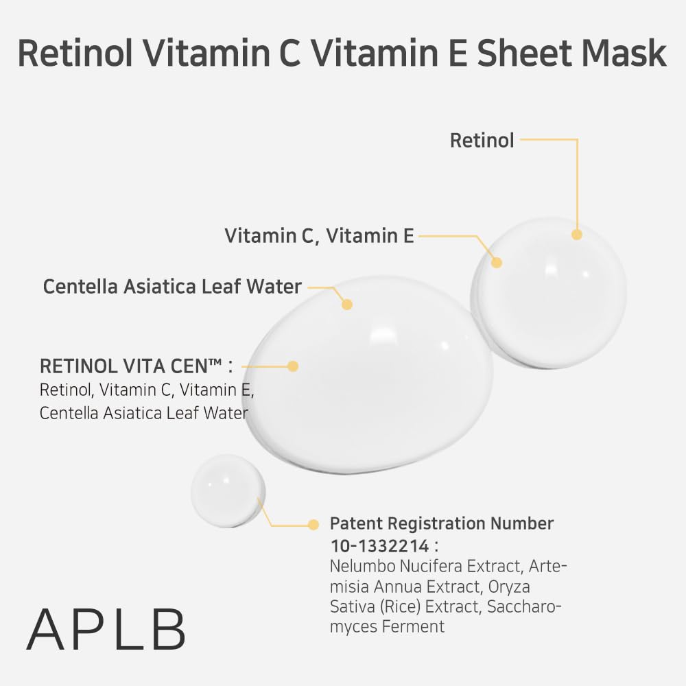 APLB Retinol Vitamin C Vitamin E Sheet Mask Set 10 Sheets by APLB – Sheet Mask