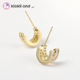 Arch14 Brilliant Double Channel - Set 18K Gold - Plated Huggie Earrings by Arch14 – Earrings photo