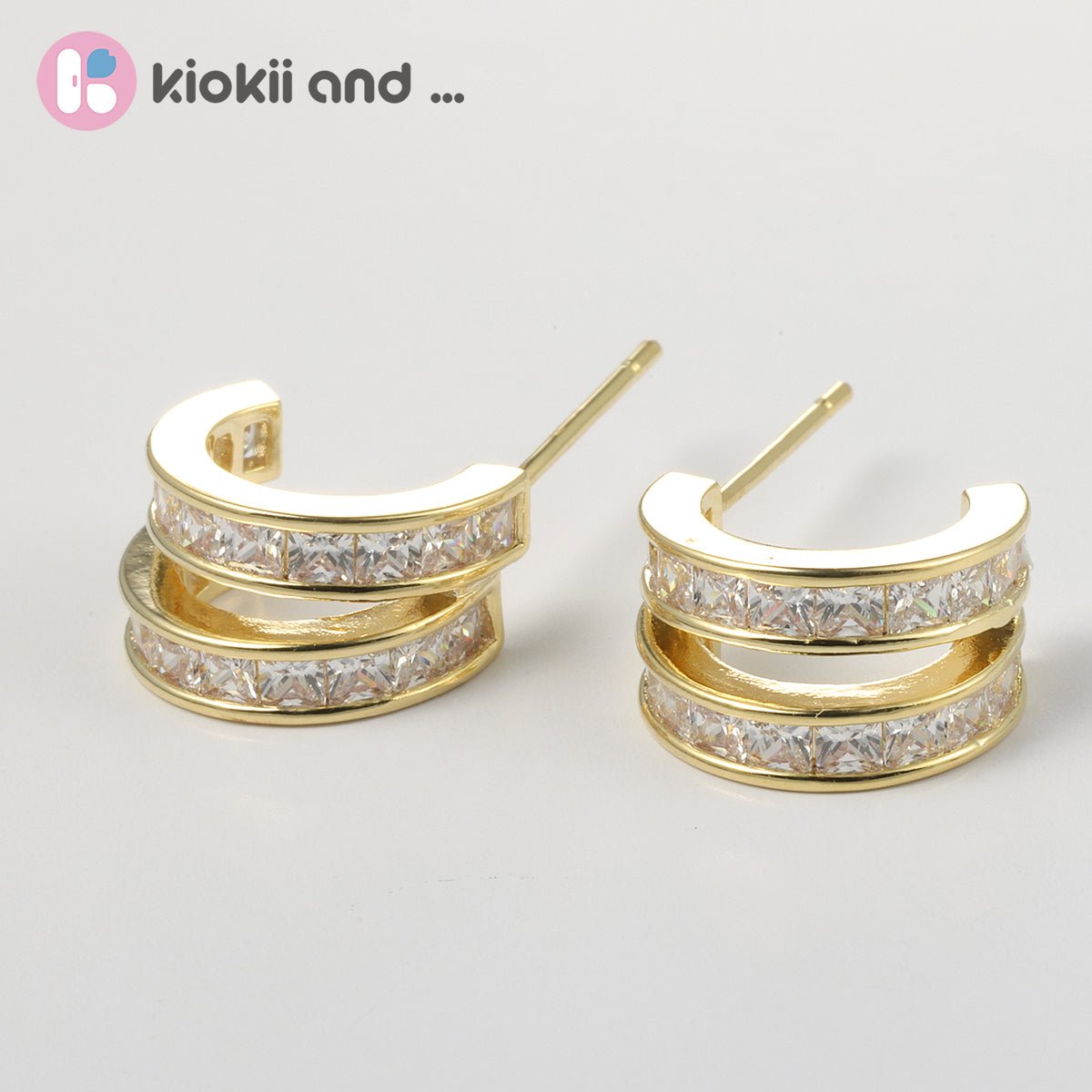 Arch14 Brilliant Double Channel - Set 18K Gold - Plated Huggie Earrings by Arch14 – Earrings