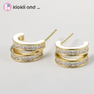 Arch14 Brilliant Double Channel - Set 18K Gold - Plated Huggie Earrings by Arch14 – Earrings photo