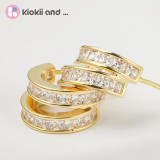 Arch14 Brilliant Double Channel - Set 18K Gold - Plated Huggie Earrings by Arch14 – Earrings photo