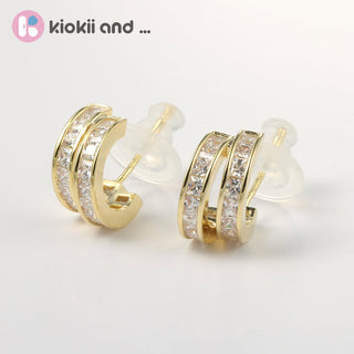 Arch14 Brilliant Double Channel - Set 18K Gold - Plated Huggie Earrings by Arch14 – Earrings photo