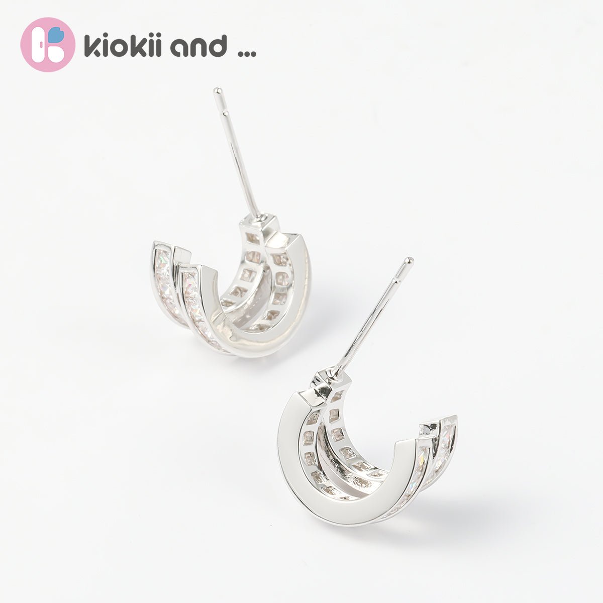 Arch14 Brilliant Double Channel - Set 18K White Gold - Plated Huggie Earrings by Arch14 – Earrings