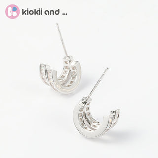 Arch14 Brilliant Double Channel - Set 18K White Gold - Plated Huggie Earrings by Arch14 – Earrings photo