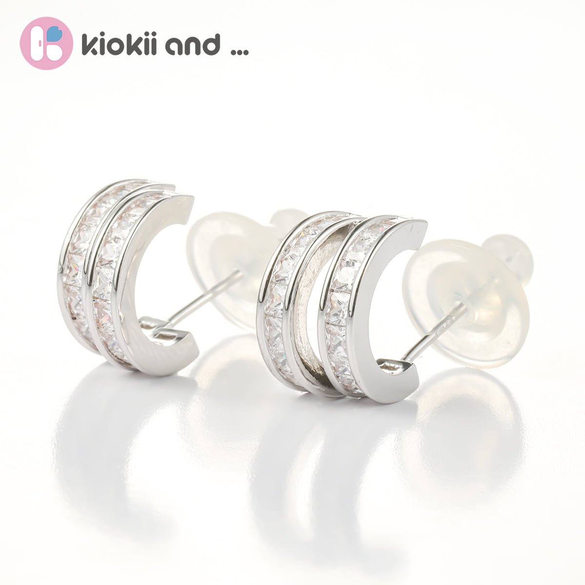 Arch14 Brilliant Double Channel - Set 18K White Gold - Plated Huggie Earrings by Arch14 – Earrings