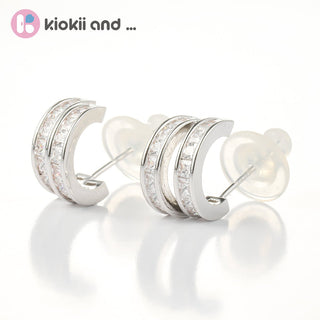 Arch14 Brilliant Double Channel - Set 18K White Gold - Plated Huggie Earrings by Arch14 – Earrings photo