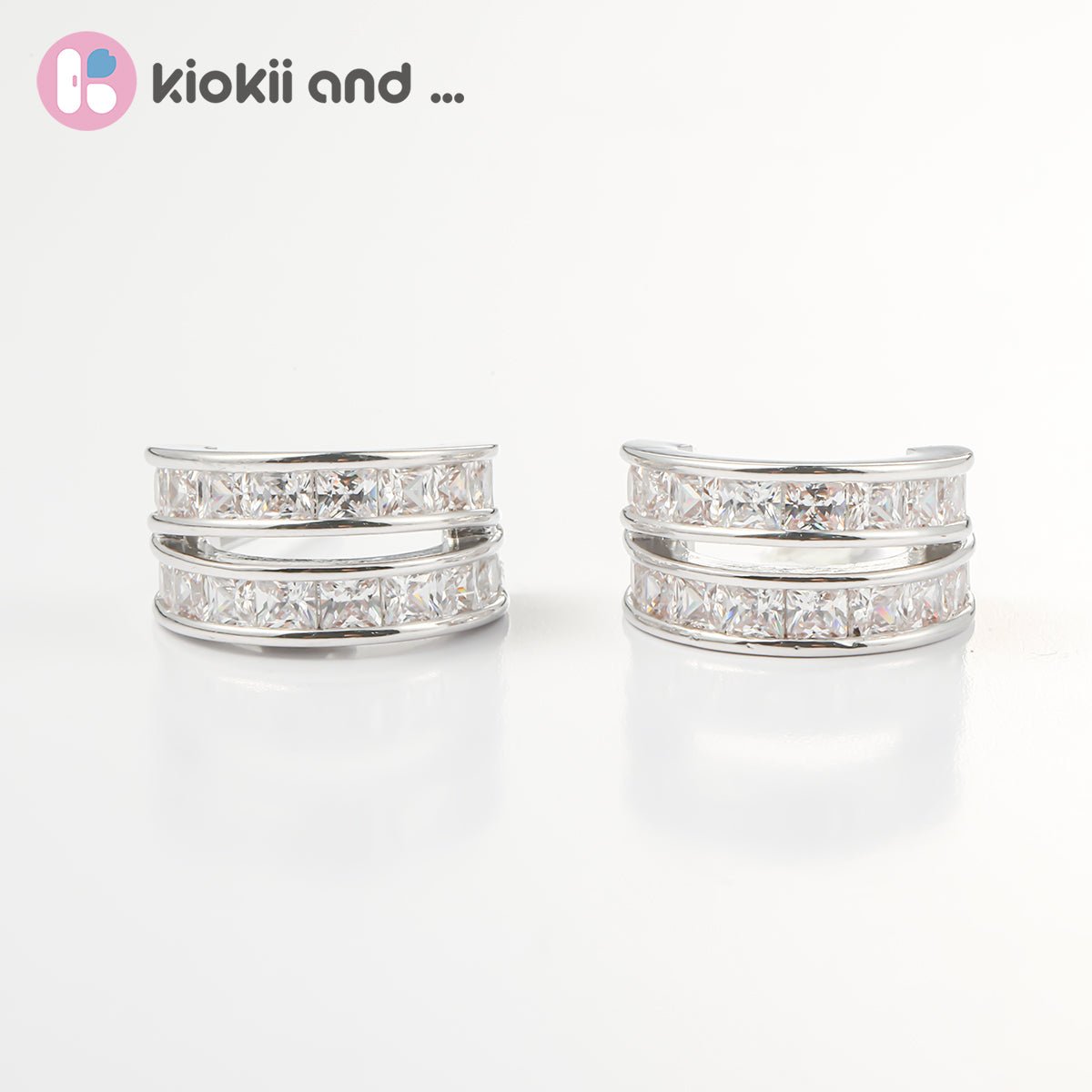 Arch14 Brilliant Double Channel - Set 18K White Gold - Plated Huggie Earrings by Arch14 – Earrings