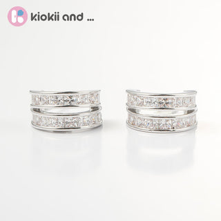 Arch14 Brilliant Double Channel - Set 18K White Gold - Plated Huggie Earrings by Arch14 – Earrings photo