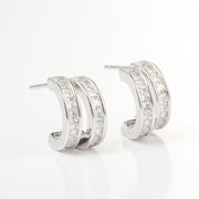 Arch14 Brilliant Double Channel - Set 18K White Gold - Plated Huggie Earrings by Arch14 – Earrings