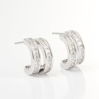 Arch14 Brilliant Double Channel - Set 18K White Gold - Plated Huggie Earrings by Arch14 – Earrings photo