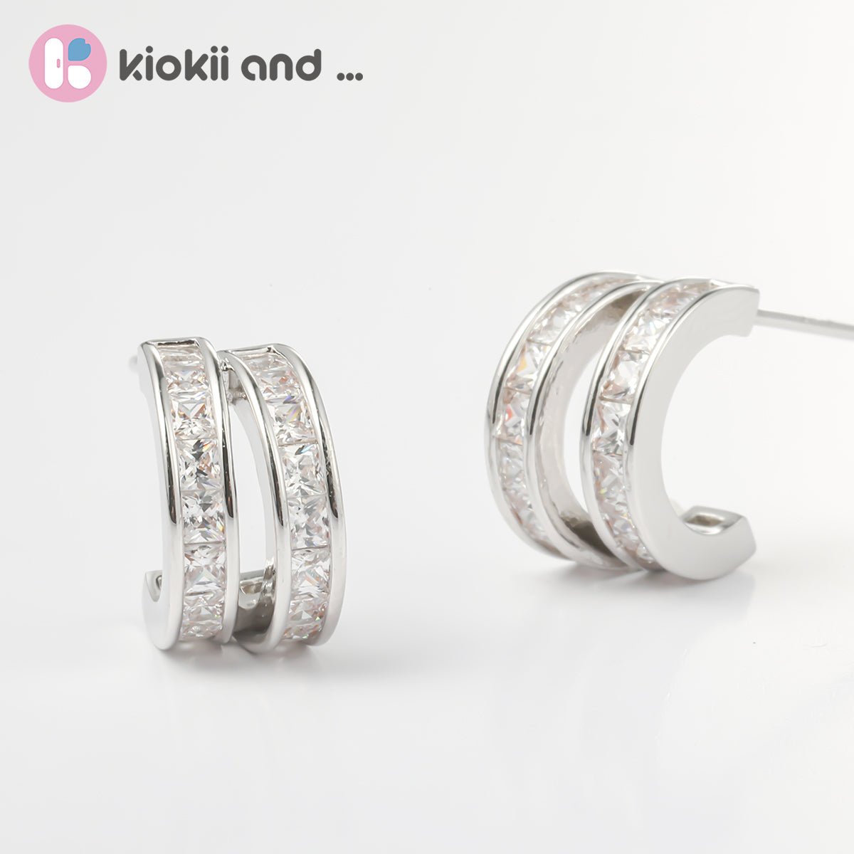 Arch14 Brilliant Double Channel - Set 18K White Gold - Plated Huggie Earrings by Arch14 – Earrings