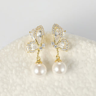 Arch14 Enchanted Wings & Pearl 18K Gold - Plated Drop Earrings by Arch14 – Earrings photo