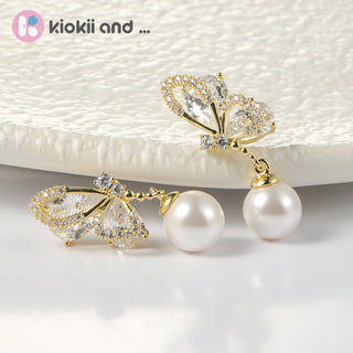 Arch14 Enchanted Wings & Pearl 18K Gold - Plated Drop Earrings by Arch14 – Earrings photo