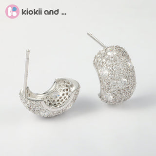 Arch14 Glittering Stardust Pavé Platinum - Plated Dôme Earrings by Arch14 – Earrings photo