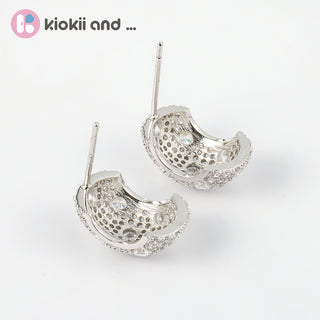 Arch14 Glittering Stardust Pavé Platinum - Plated Dôme Earrings by Arch14 – Earrings photo