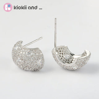 Arch14 Glittering Stardust Pavé Platinum - Plated Dôme Earrings by Arch14 – Earrings photo