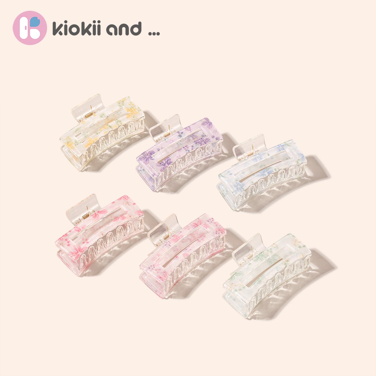 Arch14 Printed Floral Rectangle Claw Clip 1pc by Arch14 – Hair Accessories