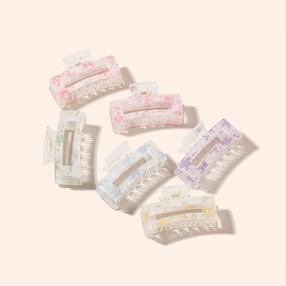 Arch14 Printed Floral Rectangle Claw Clip 1pc by Arch14 – Hair Accessories