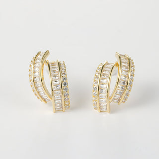 Arch14 Radiant Triple - Layer Baguette 18K Gold - Plated Stud Earrings by Arch14 – Earrings photo