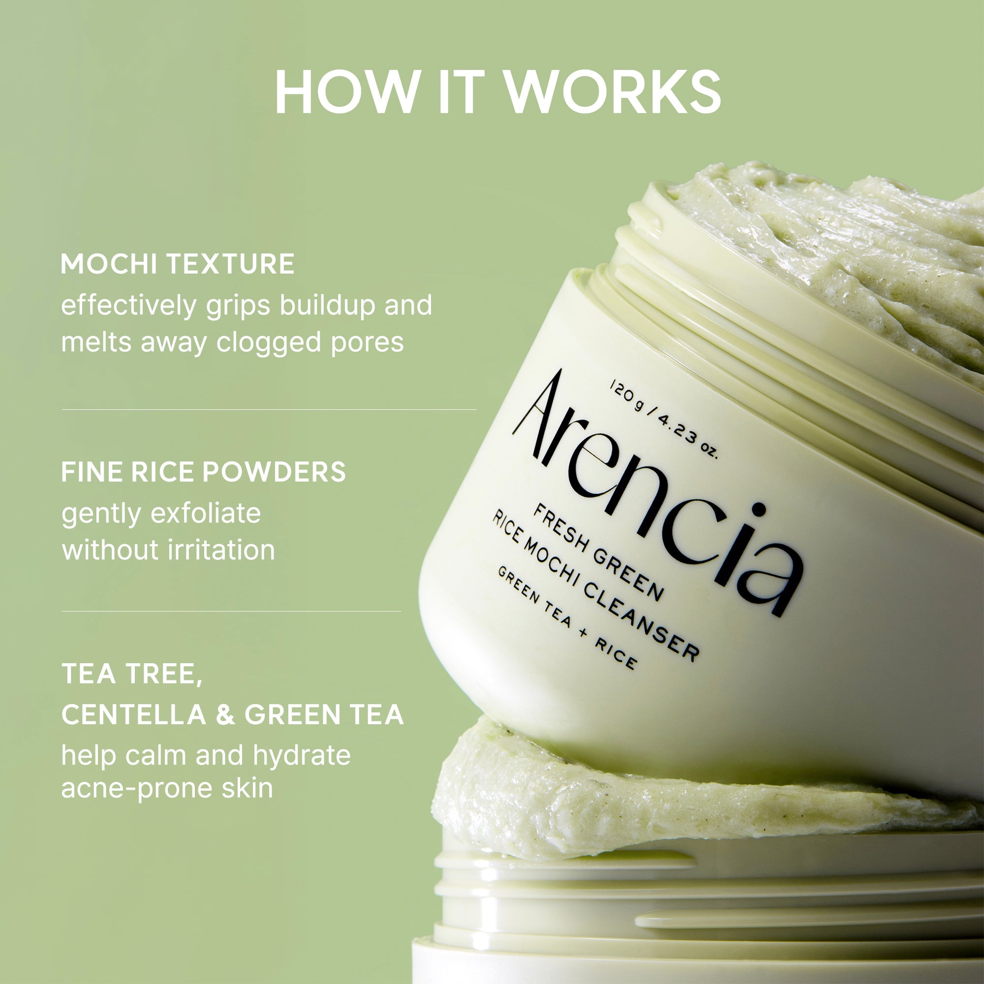 Arencia Fresh Green Rice Mochi Cleanser 120g by Arencia – Facial Cleanser