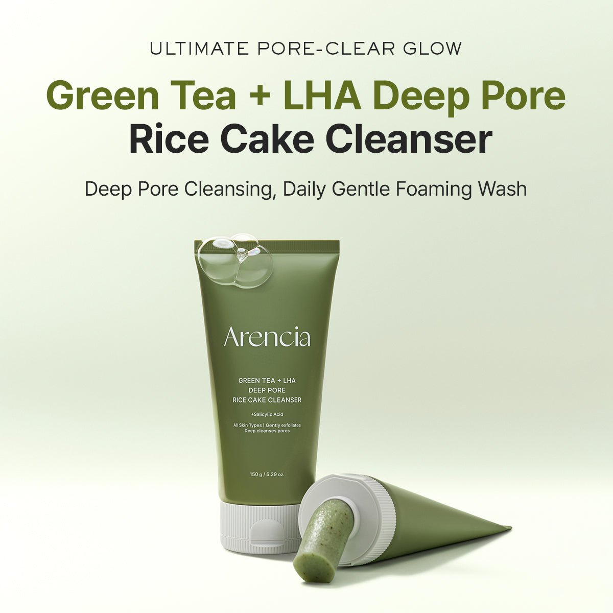 ARENCIA Green Tea + LHA Deep Pore Rice Cake Cleanser 150ml by Arencia – Facial Cleanser