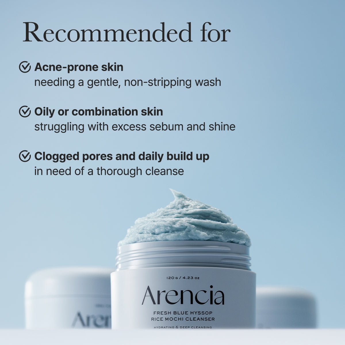 Arencia Royal Blue Hyssop Rice Mochi Cleanser 120g by Arencia – Facial Cleanser