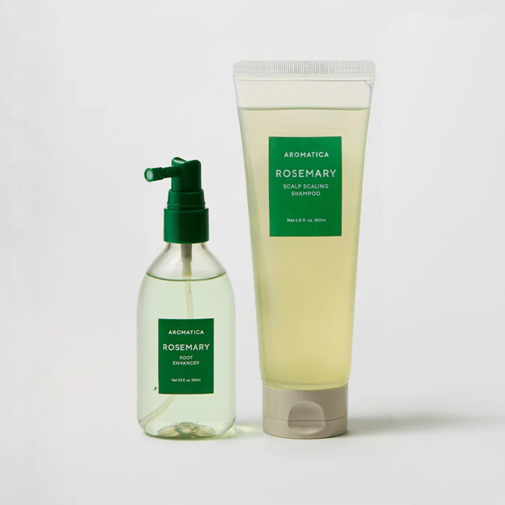 Aromatica Rosemary Scalp Scaling Shampoo 180ml + Root Enhancer 100ml by Aromatica – Bundle