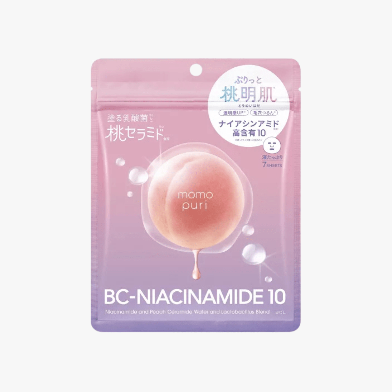BCL Momopuri Moist Barrier Serum Mask N 7pcs by BCL – Sheet Mask