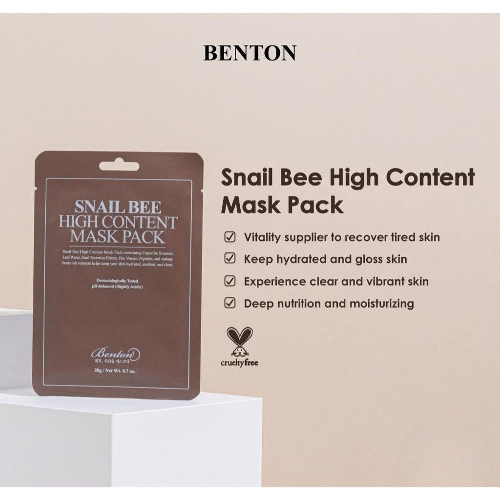 Benton Snail Bee High Content Mask Pack 1pc by Benton – Sheet Mask
