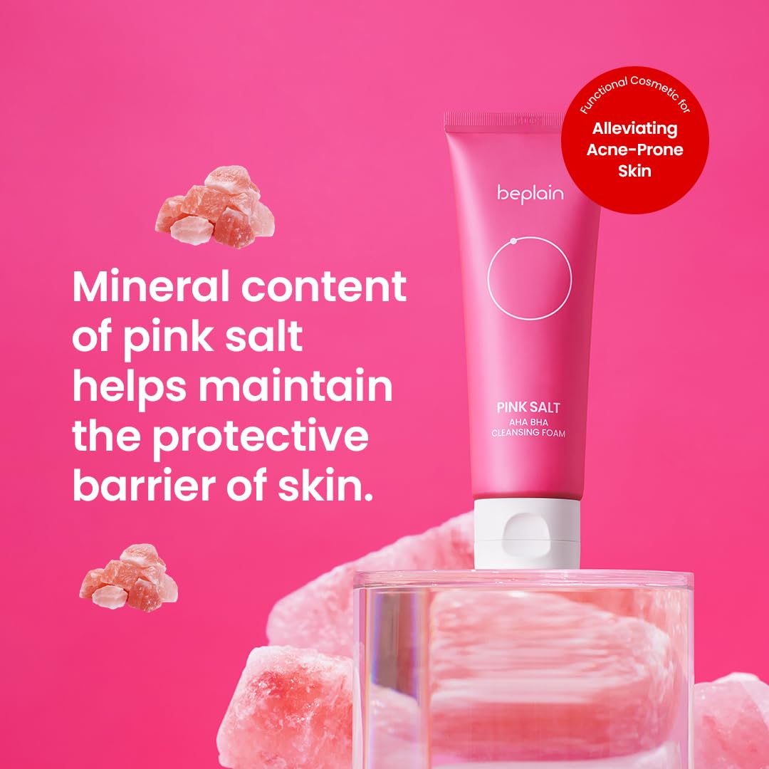 BEPLAIN Pink Salt AHA BHA Cleansing Foam 120ml by Beplain – Facial Cleanser