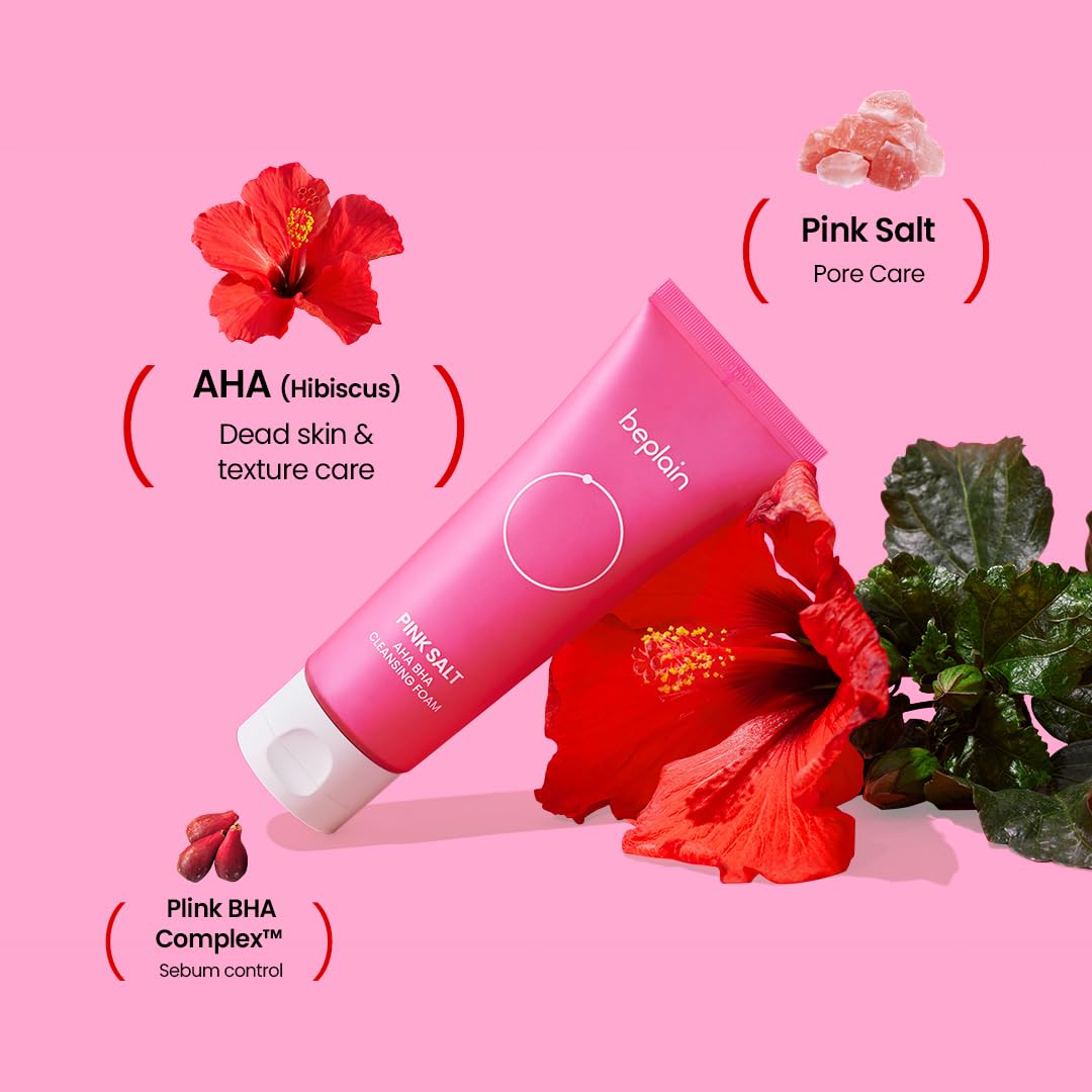 BEPLAIN Pink Salt AHA BHA Cleansing Foam 120ml by Beplain – Facial Cleanser