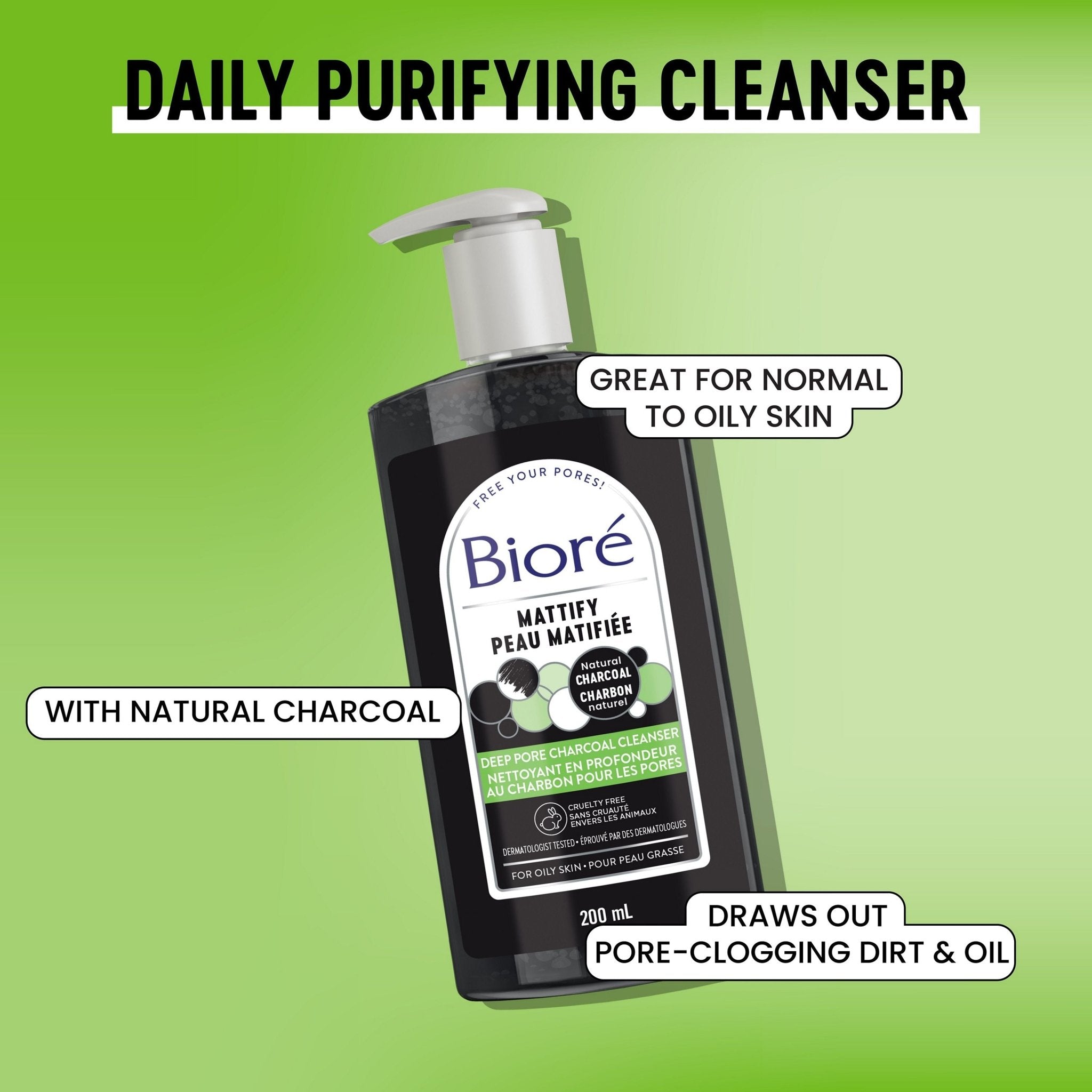 Bioré Deep Pore Charcoal Cleanser 200ml by Biore – Facial Cleanser
