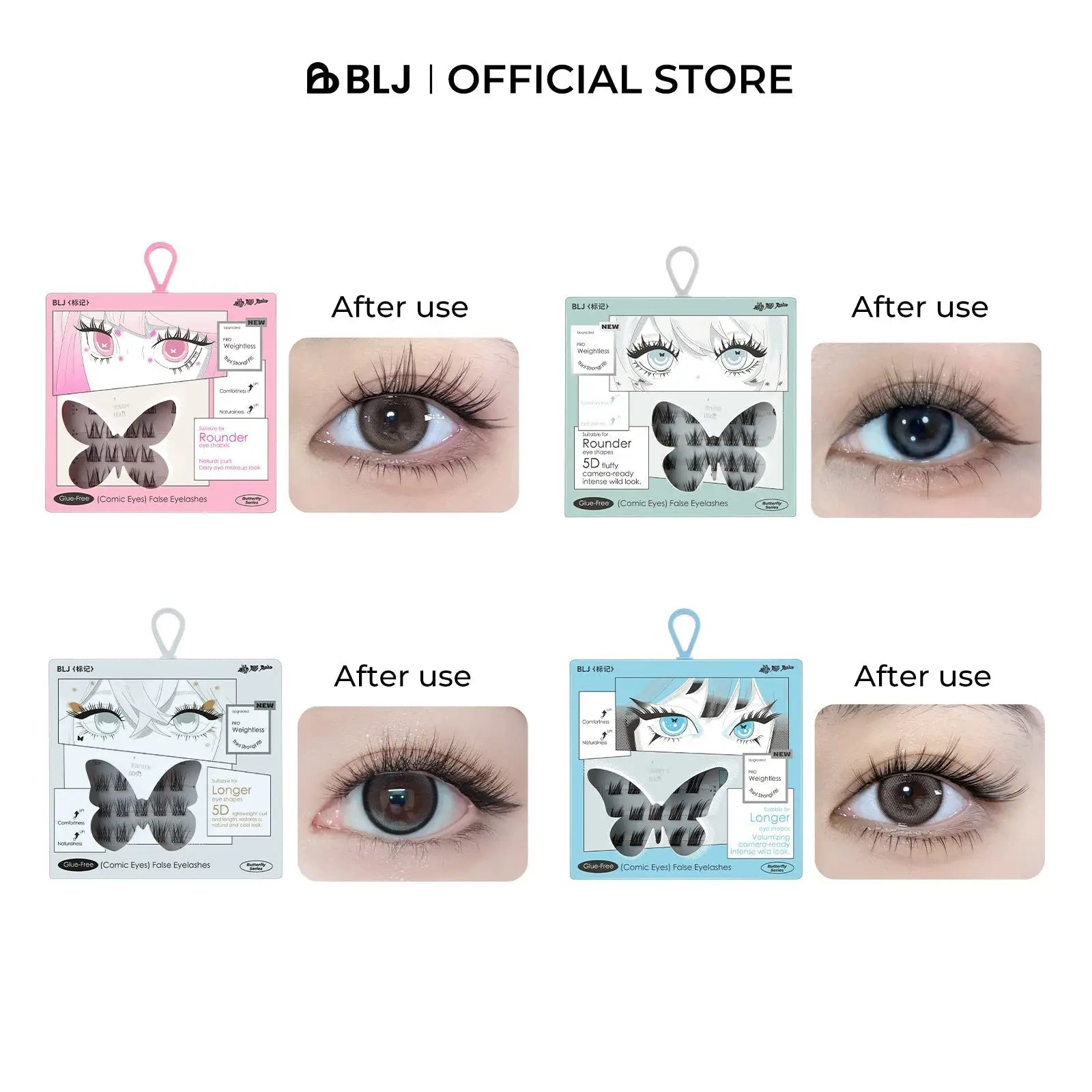 BLJ Comic Eyes Glue - free False Eyelashes (4 Styles) by BLJ Cosmetics – False Lashes