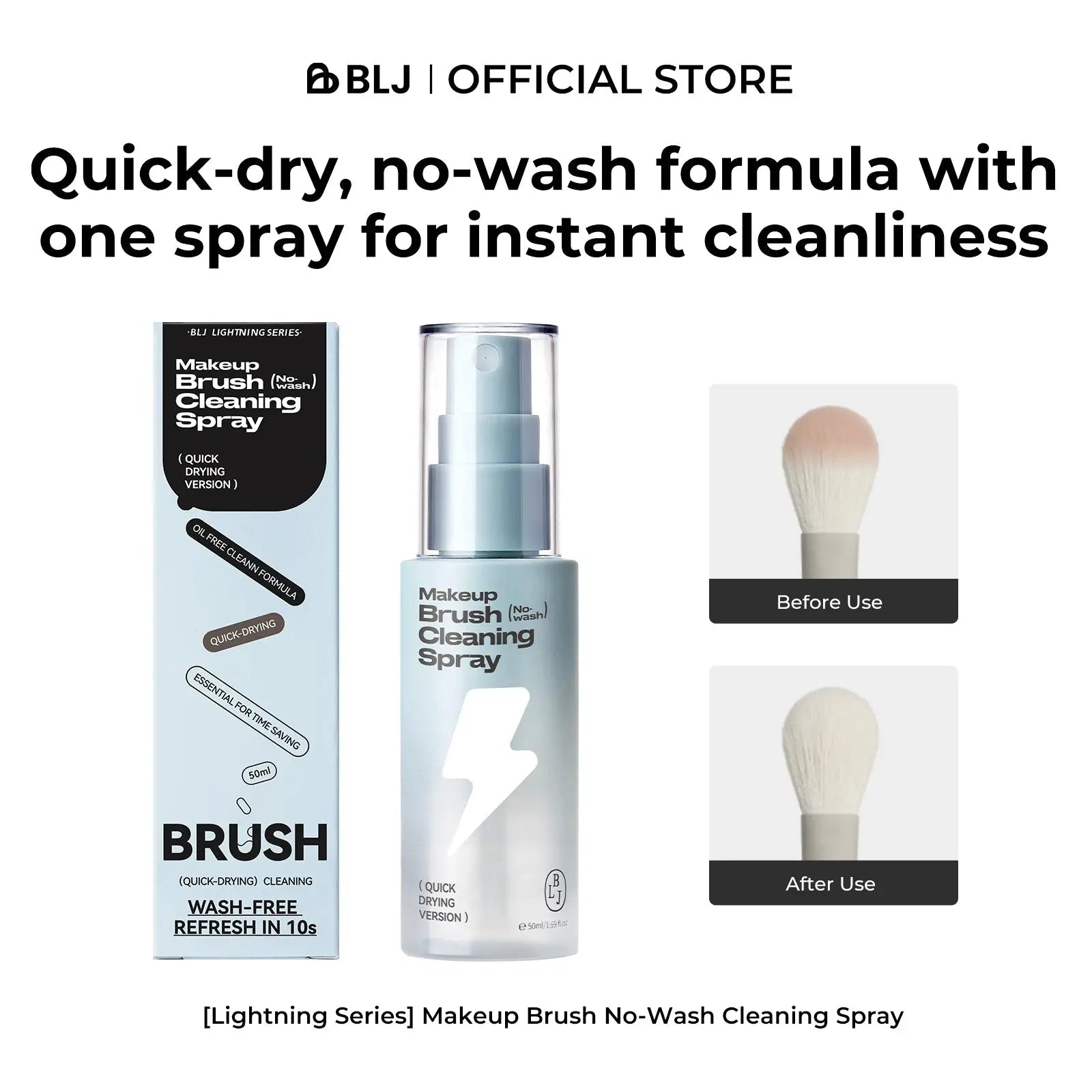 BLJ Lightning Series Rinseless Brush Cleansing Spray (Quick - dry) by BLJ Cosmetics – Brush & Cleaning Tools
