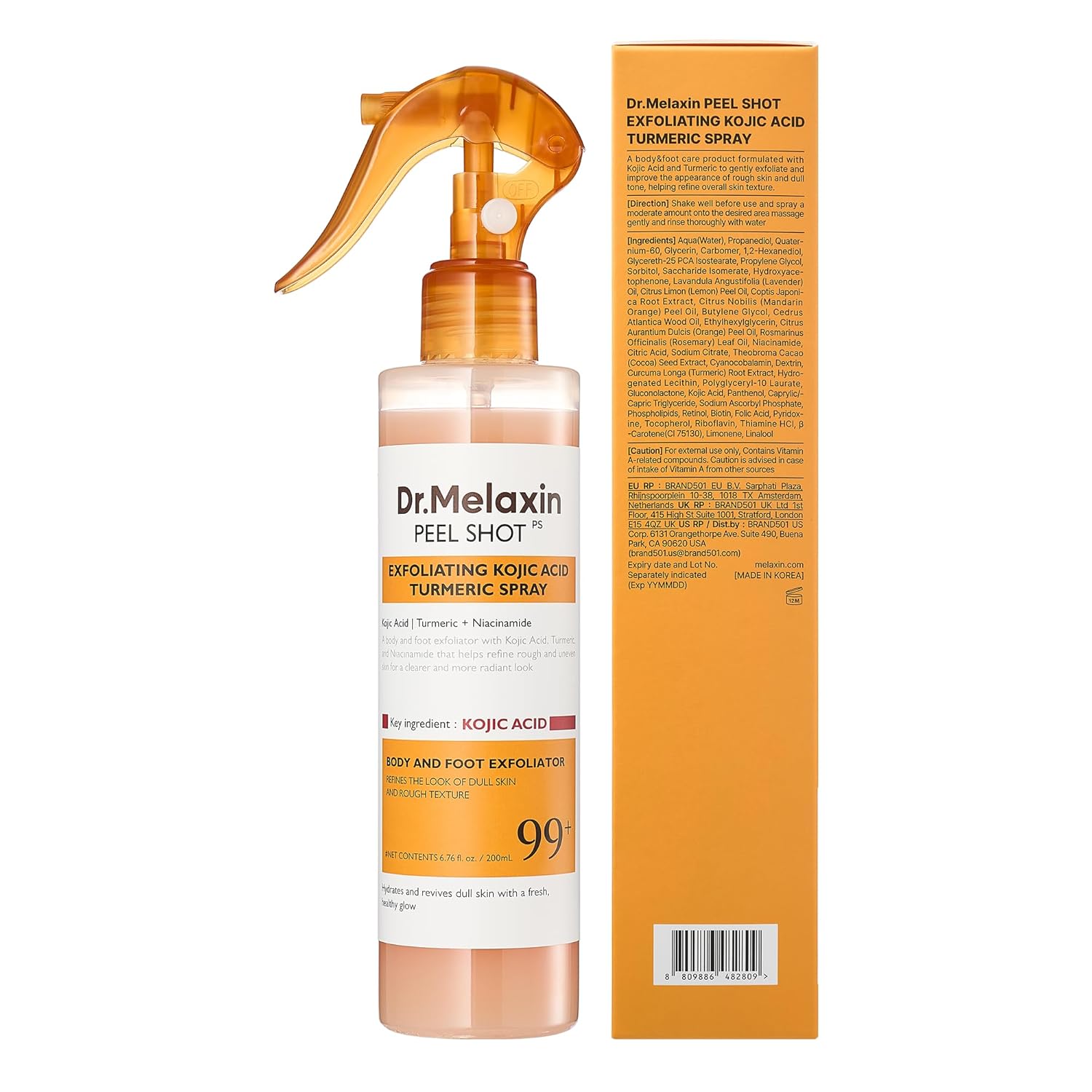 Dr. Melaxin Peel Shot Exfoliating Kojic Acid Turmeric Spray 200ml by Dr.Melaxin – Body Exfoliant