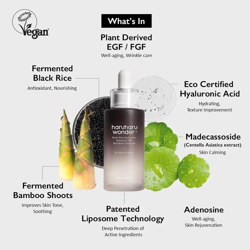 Haruharu Wonder Black Rice Hyaluronic Botanical 2GF Wonderful Ampoule 30ml by haruharu wonder – Serum & Ampoule