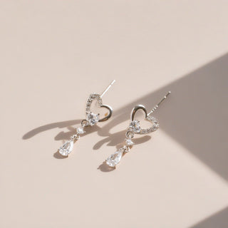 Heart Drop Earrings 925 Sterling Silver - Archfourteen | Kiokii and...