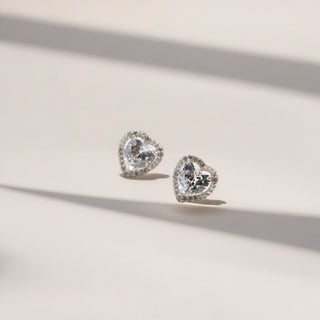 Heart of Sparkle Stud Earrings 925 Sterling Silver - Archfourteen | Kiokii and...