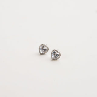 Heart of Sparkle Stud Earrings 925 Sterling Silver - Archfourteen | Kiokii and...