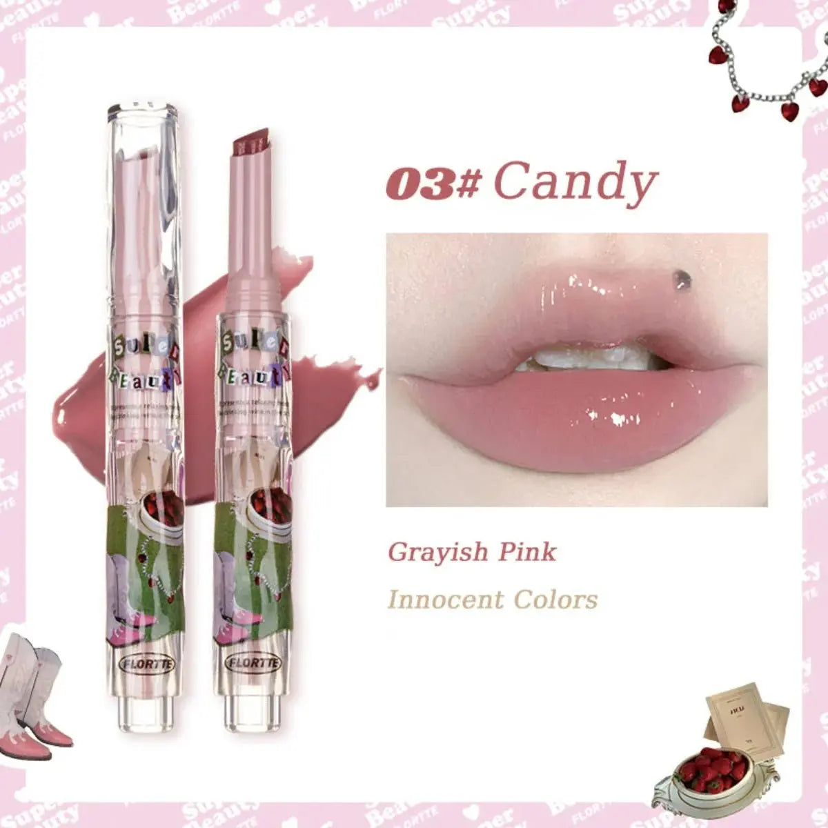 Flortte I Am Super Beauty Jelly Heart Lipstick (6 Colors) by Flortte – Lipstick
