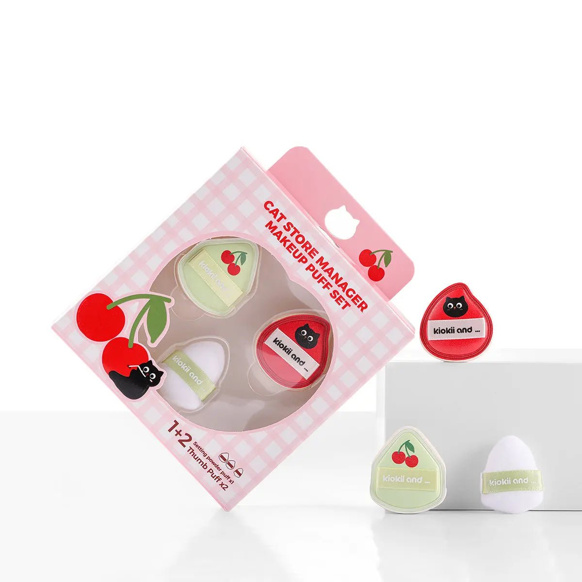 Kiokii Cherry Cat Makeup Puffs Set 3pcs by Kiokii and... – Foundation Tools