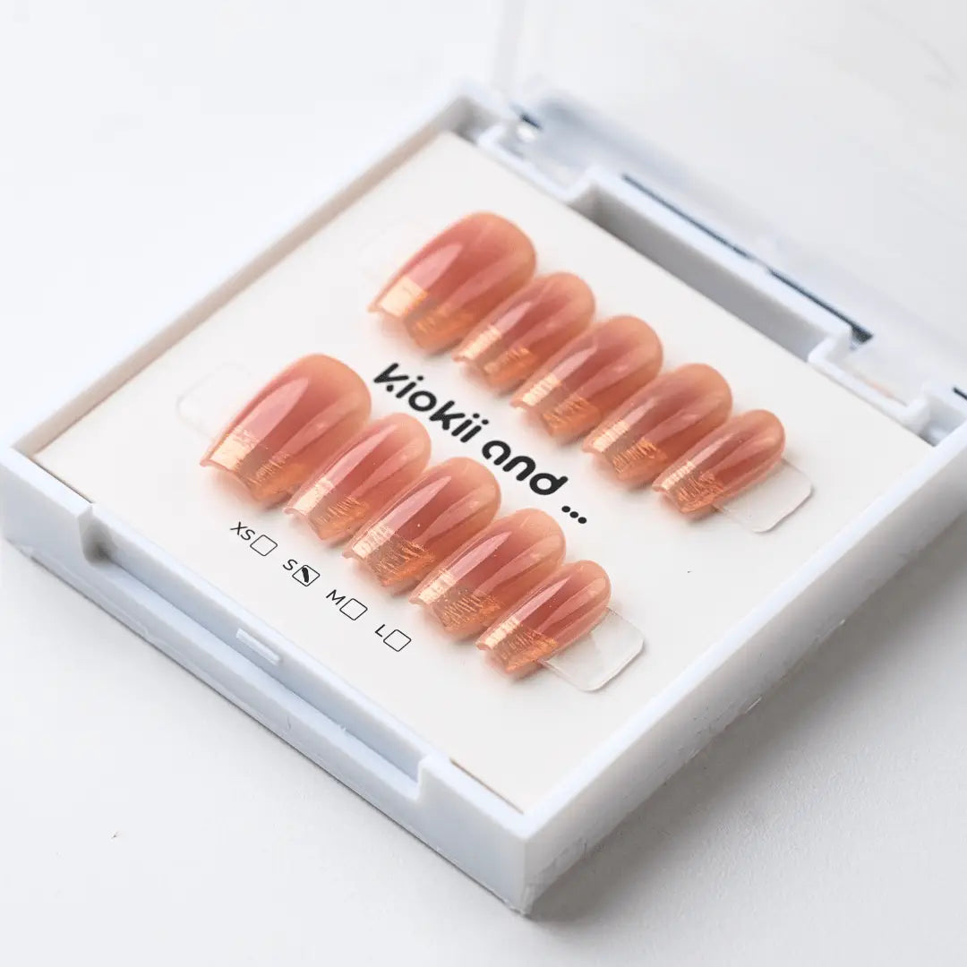 Kiokii Handmade Press - On Nails - Amber Glow by Kiokii and... – Press - On Nails