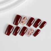 Kiokii Handmade Press - On Nails - Burgundy Glitter by Kiokii and... – Nail Art